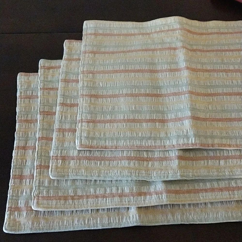 Set of 4 Retro Striped Cotton Placemats 16"x12.5"